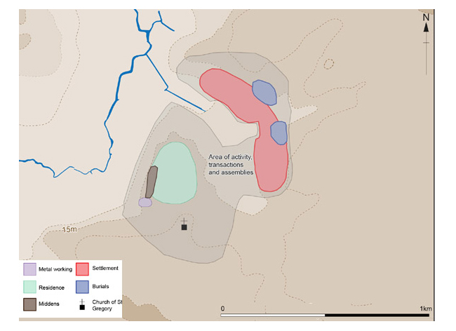 map showing interpretation of Anglo-Saxon activity